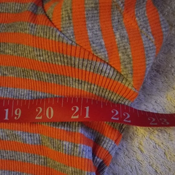 Faded Glory Women's Plus 18W/20W Pullover Short Sleeve Top, Orange and Gray - Picture 5 of 6